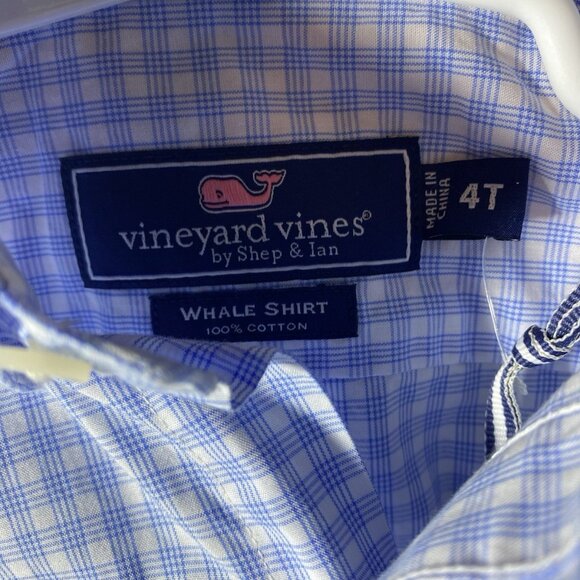 Vineyard Vines by Shep & Ian Whale Shirt Button-Down Graph Checkered Kids 4T - Picture 2 of 4